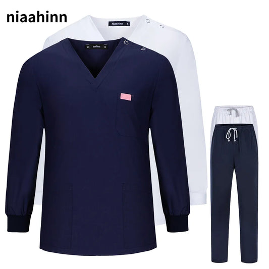 Unisex Scrub Set V-neck Long Sleeve