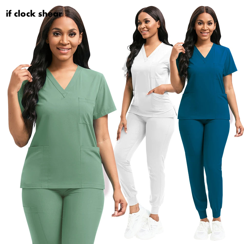 Split Side Short Sleeved Jogger Scrub Set